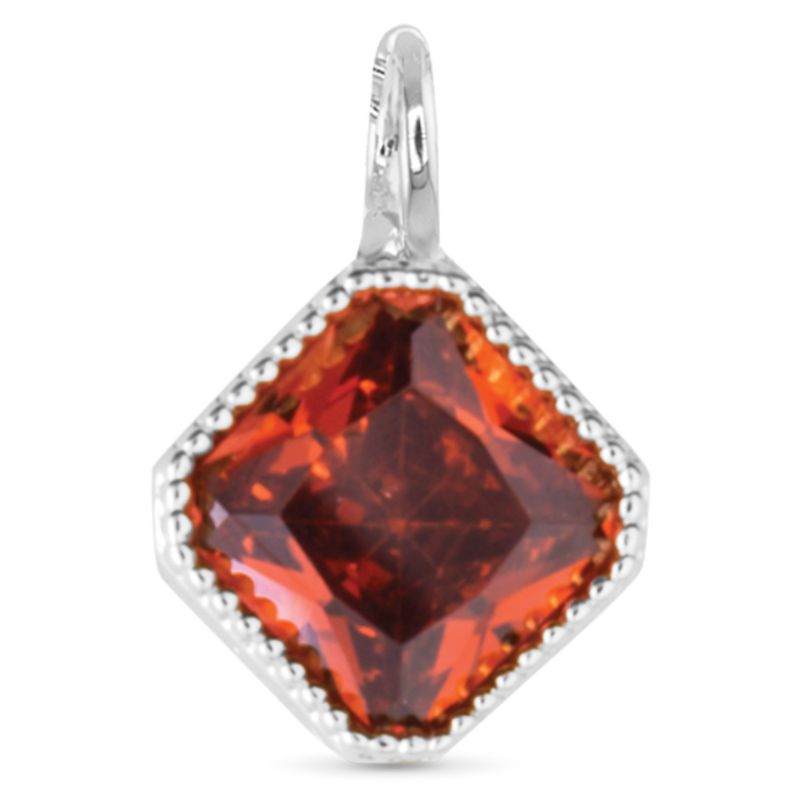 Burgundy Square Charm Silver